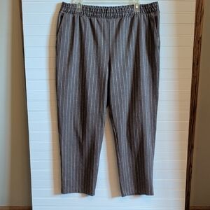 Women's Cropped Brown Pinstripe Casual pants, Sz. XL